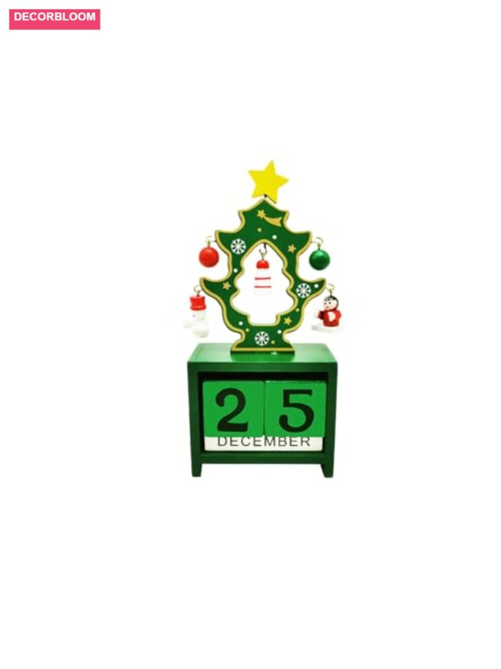 Wooden Block Perpetual Desk Calendar Christmas Countdown Decor